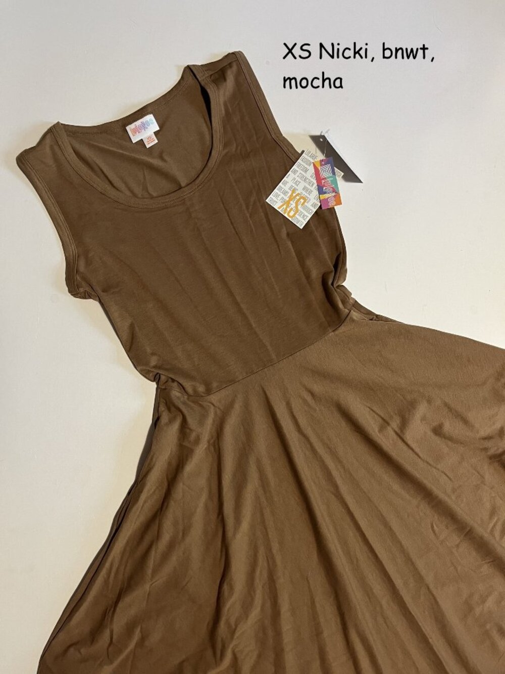 XS Lularoe Nicki sleeveless dress, mocha brown